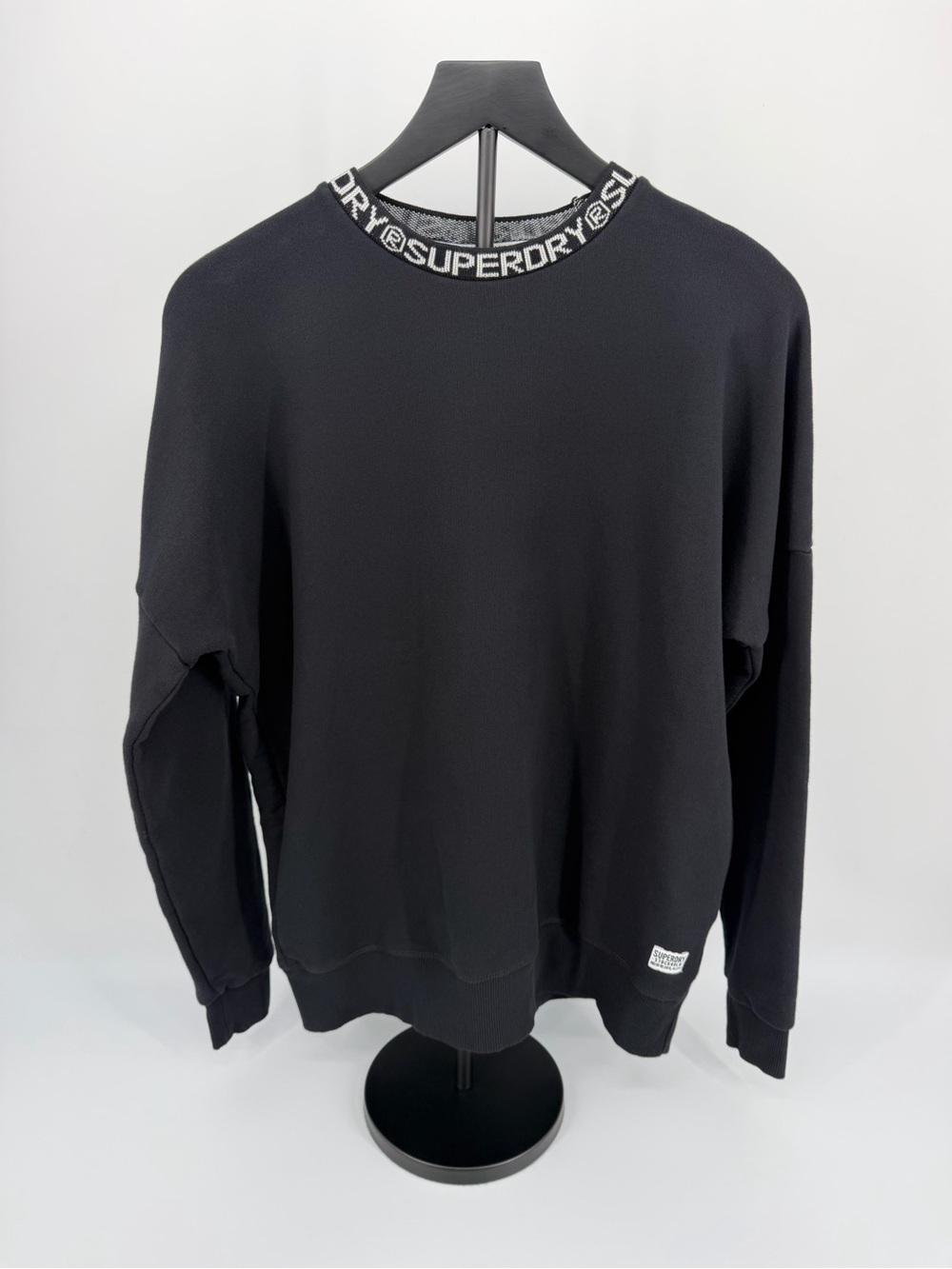 Superdry Stockholm Oversized Crew Sweatshirt Womens Small Black Cotton NWT